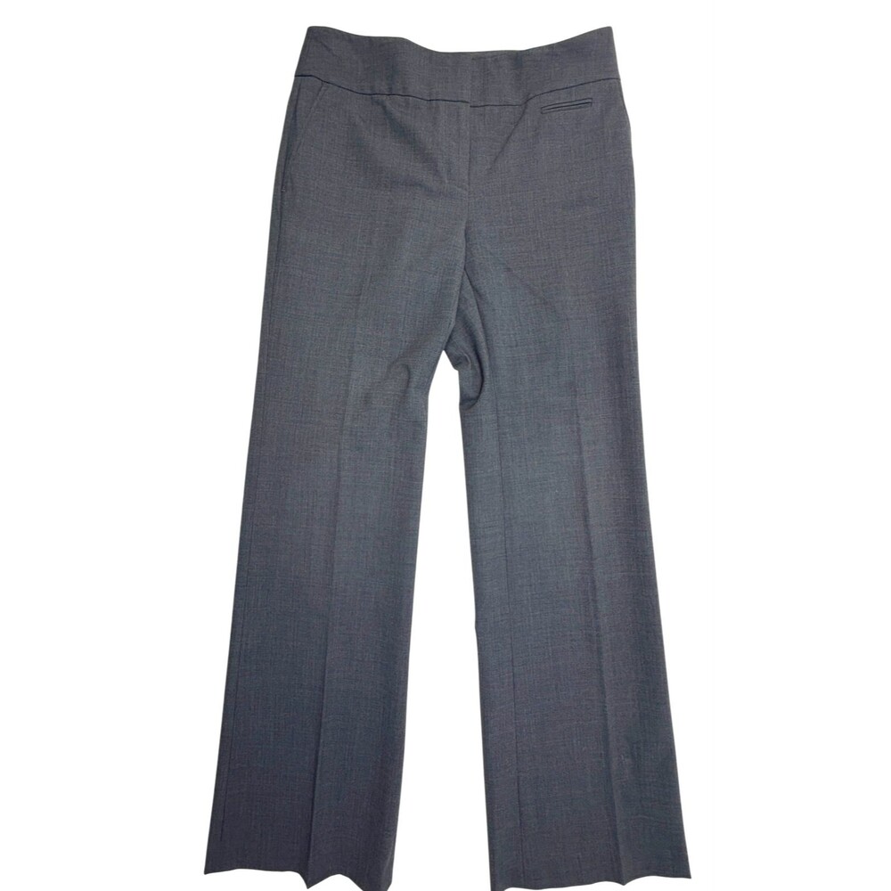 Ann Taylor Wool Wide Leg Dress Pants Charcoal Gray Flat Front Ann Fit 2